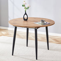 With A Clever Retractable Mechanism, The Mdf Table Top Is Made Of Black Metal Legs And Has A Smooth And Delicate Surface. The Unique Look Creates The Sleekof A Modern Home. Wood Mdf Metal