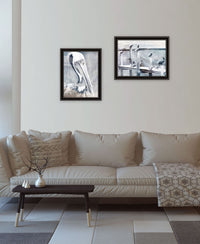 "Pelican'S On Pier" Framed Wall Art For Living Room, Wall Art Print For Home Decor, Bedroom Wall Art By Bluebird Barn Multicolor Wood Paper