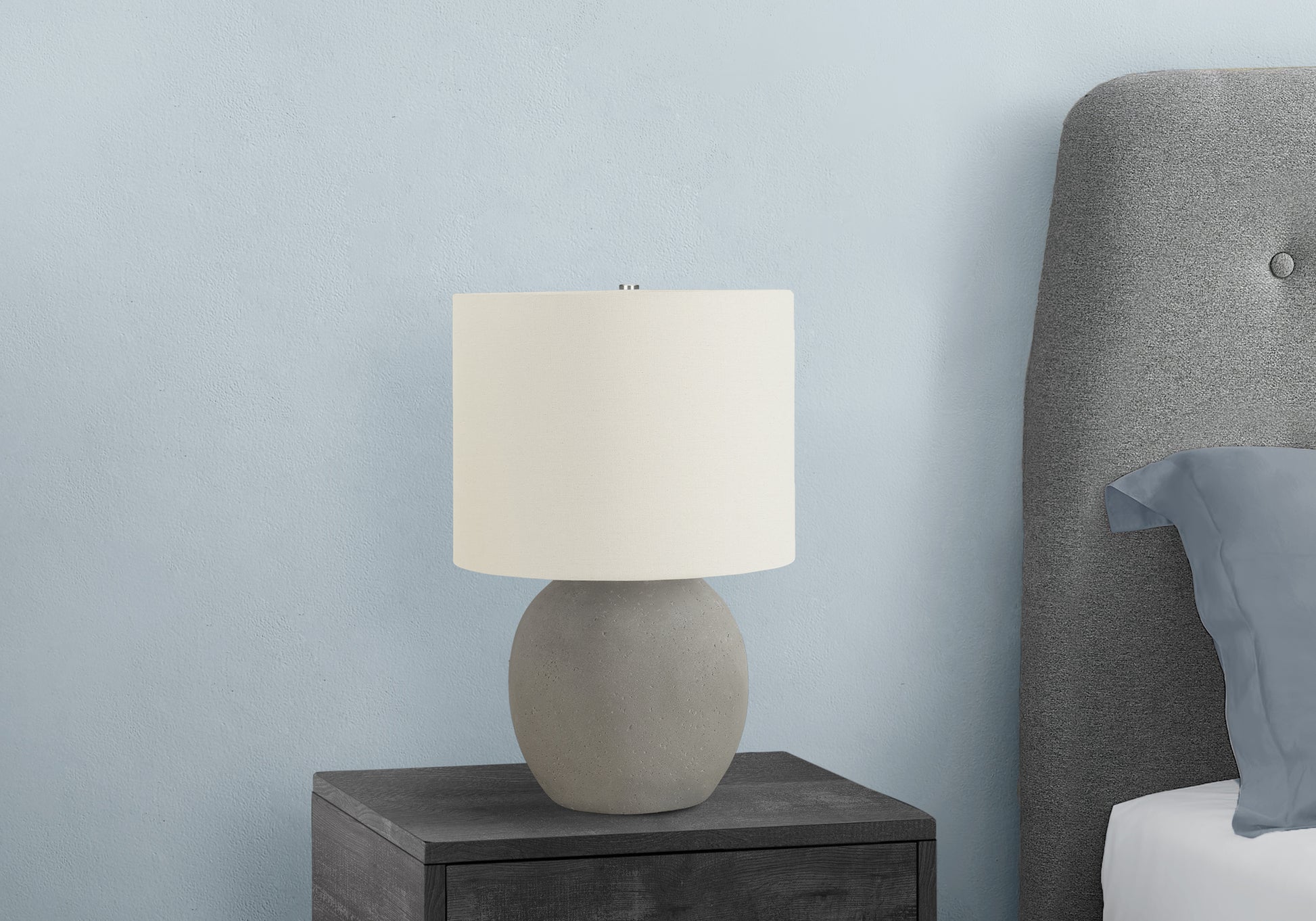 Lighting, 20"H, Table Lamp, Grey Concrete, Ivory Cream Shade, Contemporary Grey Concrete