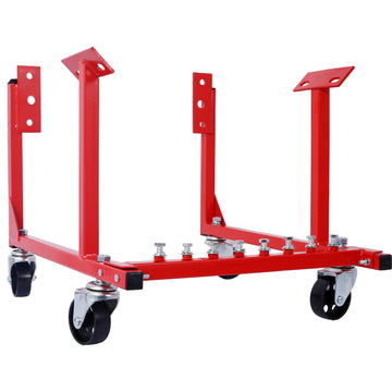 Engine Cradle With Wheels Chevy Small Block And Big Block ,Powder Coat 3In Heavy Duty Steel Construction Wheels 1000 Lbs Capacity Storage Hardware Included Easy Assembly Red Steel