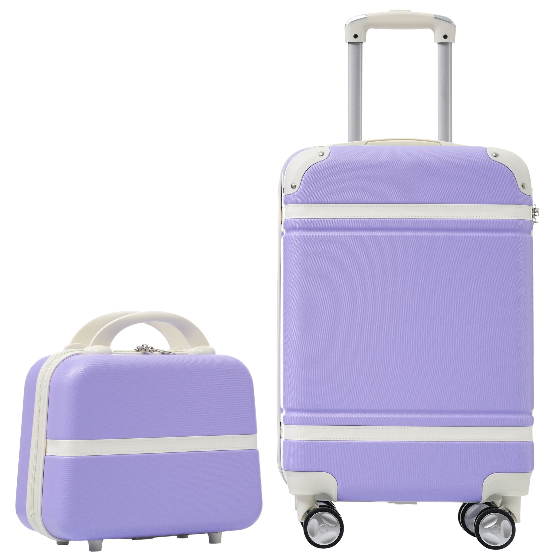 20 In Hardside Luggage With Cosmetic Case2 Piece Lightweight Suitcase Set With Spinner Wheels, Carry On Vintage Luggage,Purple Purple Abs