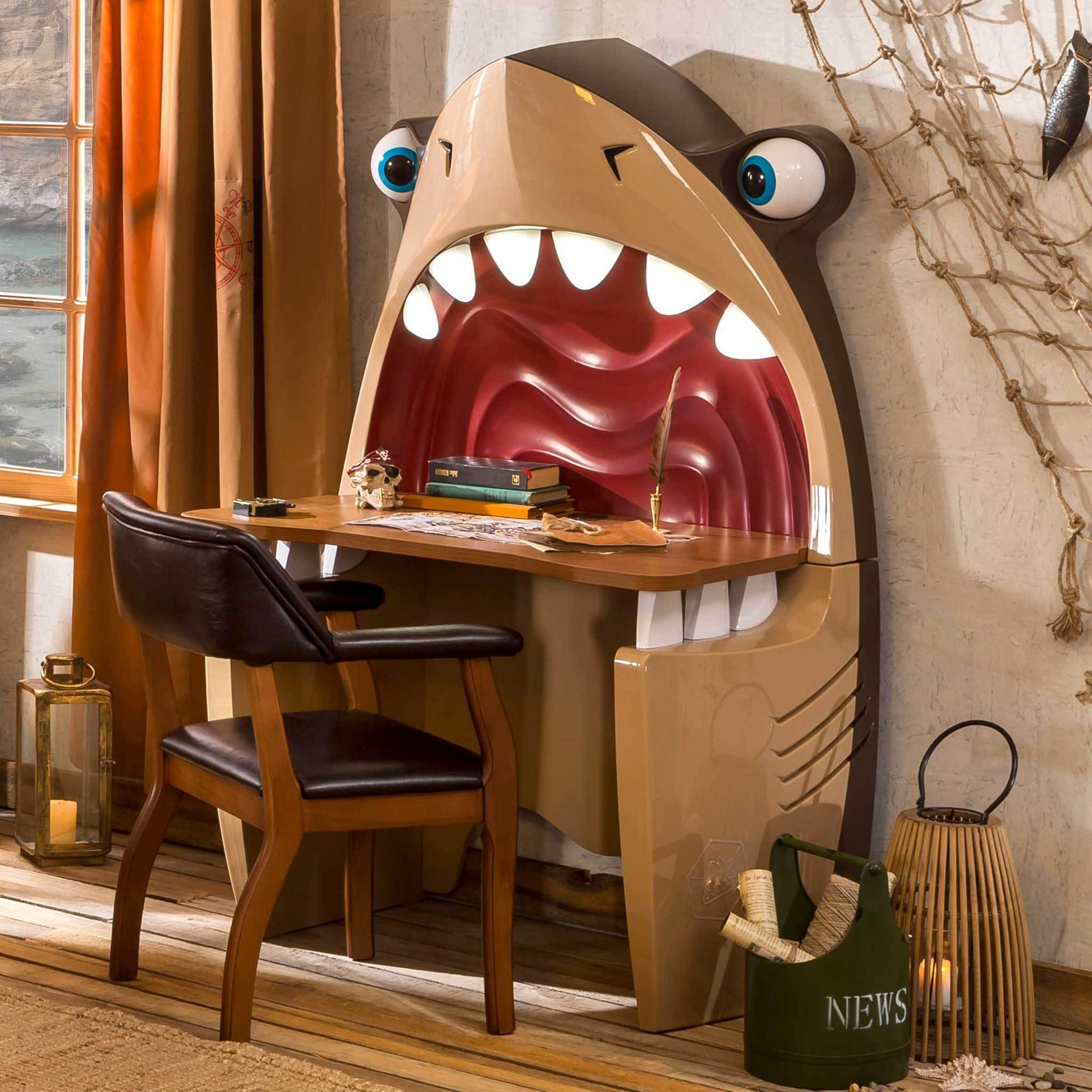 Ahoy Shark Desk Brown Particle Board