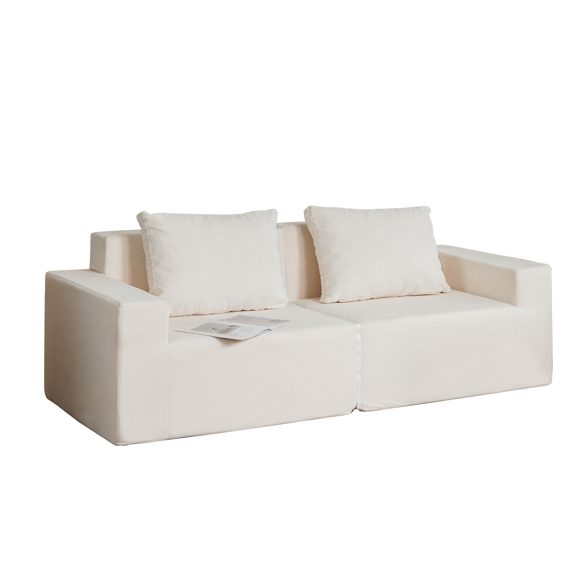 No Installation&Convertible Living Room Foam Sofa Chair Loveseat Twin Size With Armrests Removable And Machine Washable Cover For Adults Teens To Gaming, Reading, And Watching Tv Ameican White Oak Polyester Primary Living Space Medium Soft Split Back