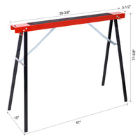 Saw Horses 2 Pack, Folding Portable Work Horse With Fast Open Legs, Convenient Handle, Heavy Duty Steel Sawhorse For Garage, Workshop, Fully Assembled,Red Black Color Red Black Steel