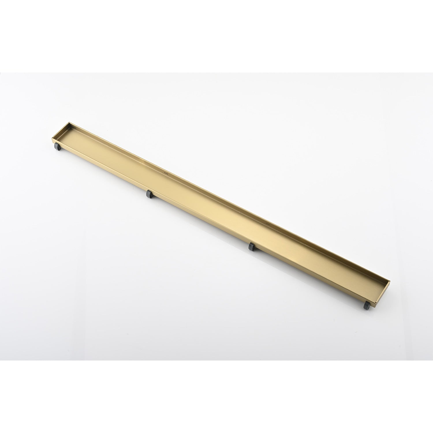 24 Inches Linear Shower Drain, Included Hair Strainer And Leveling Feet Brushed Gold Stainless Steel