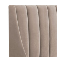 Aspen Vertical Tufted Modern Headboard Platform Bed Set, Queen, Mink Beige Performance Velvet Queen Mink Wood Foam Velvet Velvet