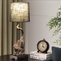 24" In Wildlife Old World Antique Bronze Capuchin Monkey Polyresin Table Lamp Golden Black Polyresin