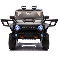 24V Two Seater Kids Ride On Truck Car W Parents Control,200W*2,Seat Width 20.28In,Four Wheel Suspension,Led Lights,Music,Mp3,Bluetooth,Two Independent Seat Belts,Suitable For Off Road For Kids Aged 3 Black 100 149 Lbs Polypropylene