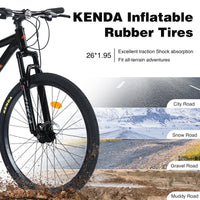 Mountain Bike For Men And Women 26 Inch 24 Speed Suspension Fork Kenda Tires Cycling Black Garden & Outdoor Steel