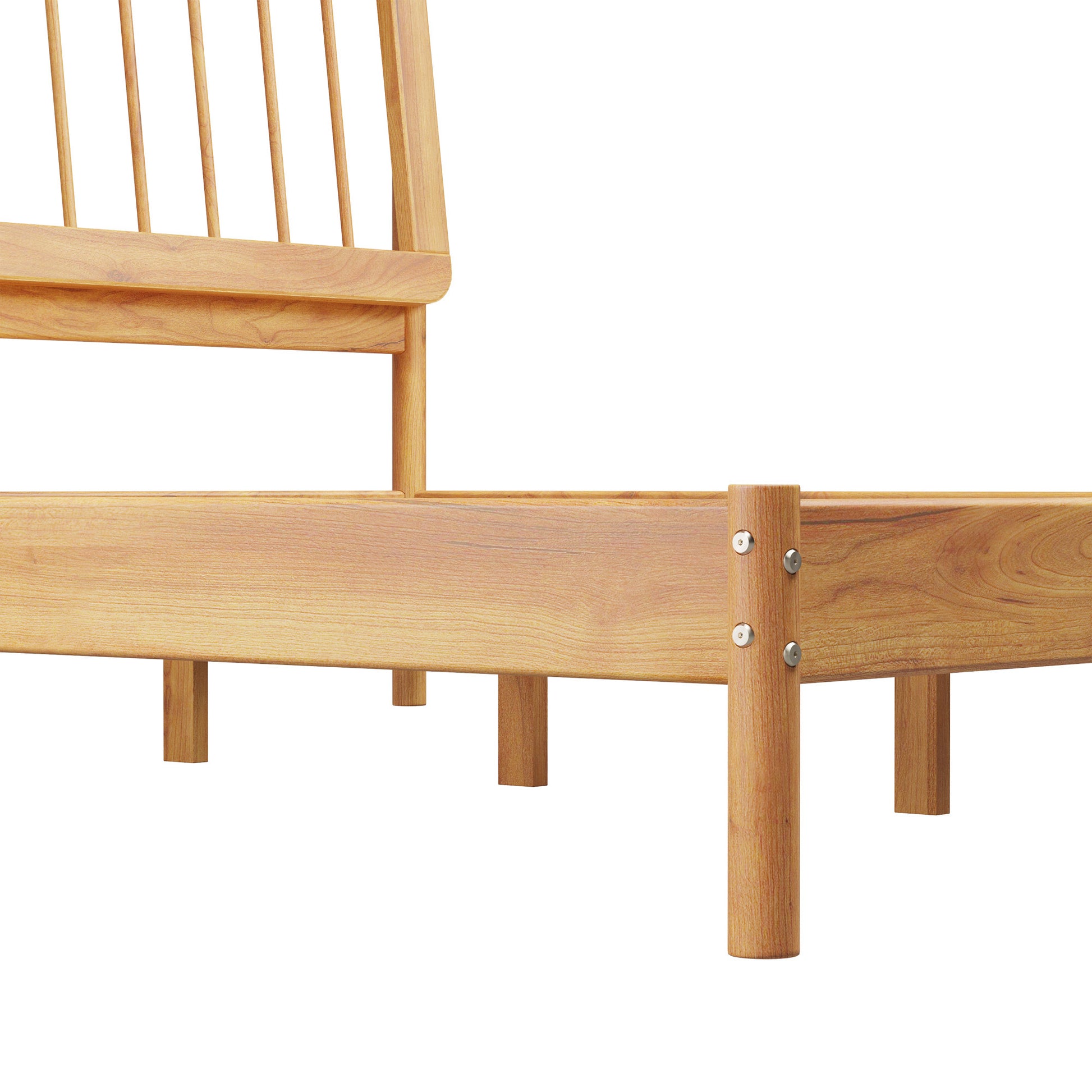Mid Century Modern Solid Wood King Spindle Bed Natural Pine King Natural Wood Pine Pine