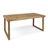 Outdoor 69" Acacia Wood Dining Table, Sandblast Natural Finish Natural Acacia Wood