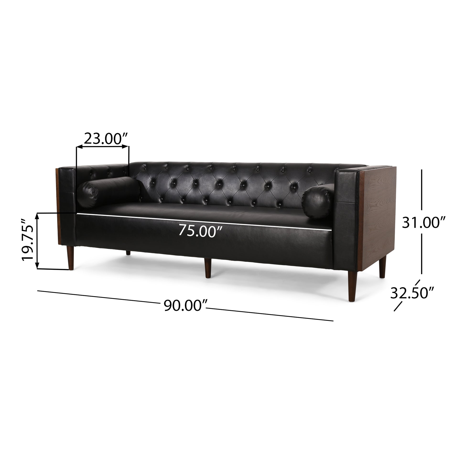 3 Seater Sofa Black Pu