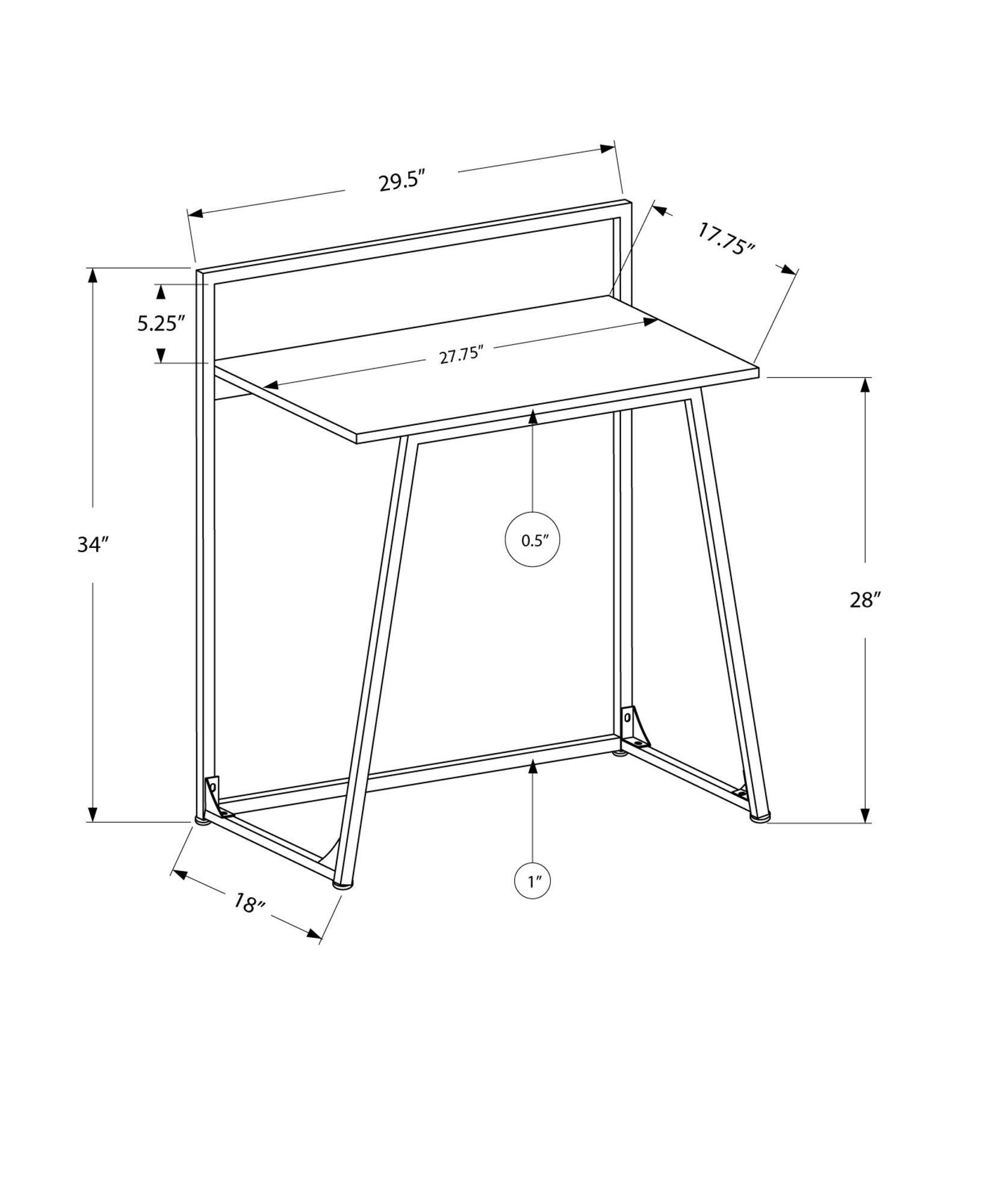 Computer Desk, Home Office, Laptop, 30"L, Work, White Laminate, White Metal, Contemporary, Modern White Mdf