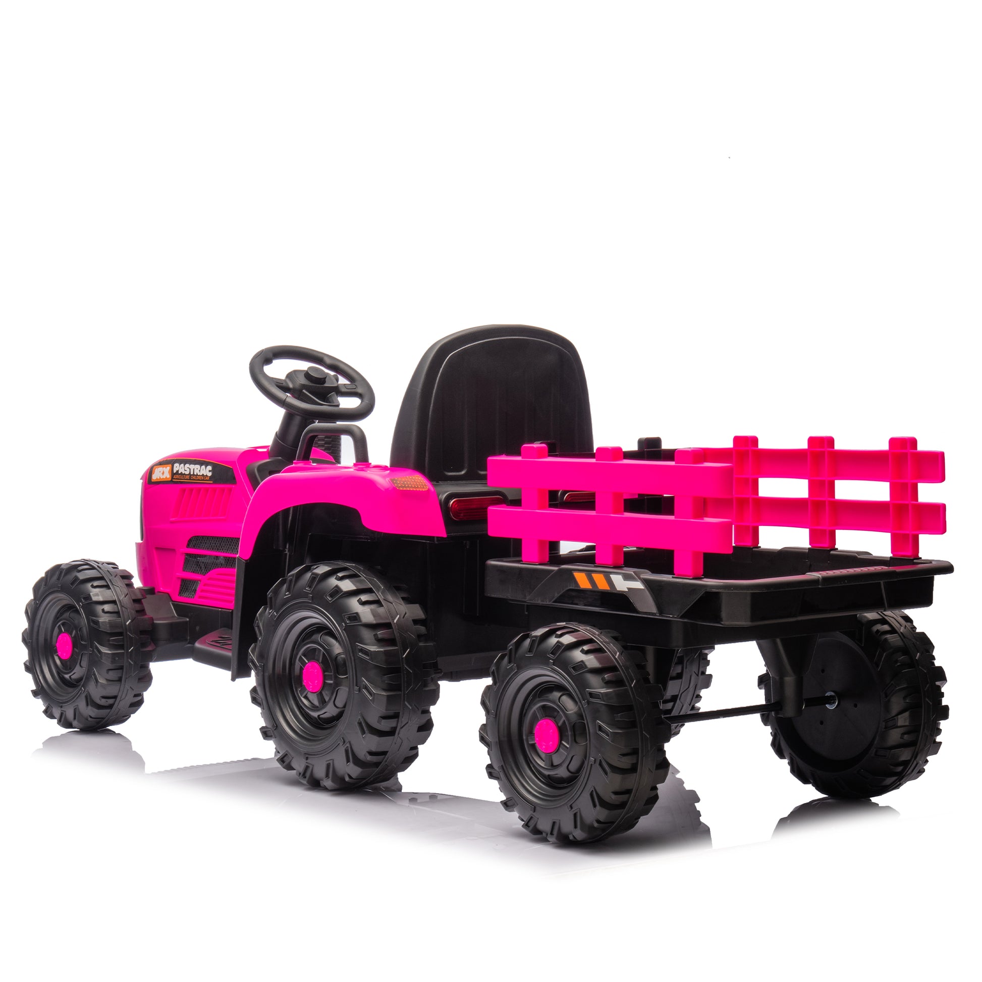 Ride On Tractor With Trailer,24V 400W Powered Electric Tractor Toy W Remote Control,Electric Car For Kids,Three Speed Adjustable,Power Display, Usb,Mp3 ,Bluetooth,Led Light,Two Point Safety Belt. Rose Pink 50 99 Lbs Polypropylene