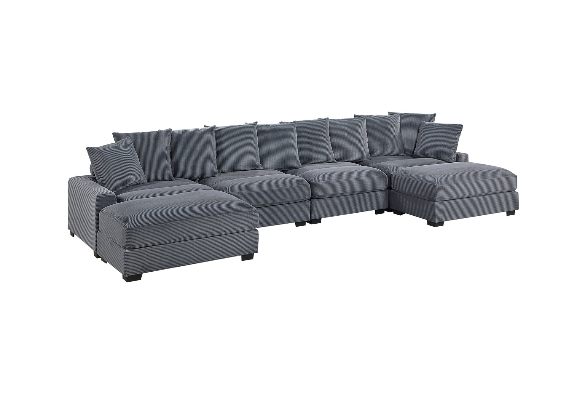 Living Room Furniture 1Pc Ottoman Dark Gray Corduroy Soft Cushion Cocktail Ottoman Wood Legs Dark Gray Primary Living Space Grey Contemporary,Modern Rectangle Corduroy