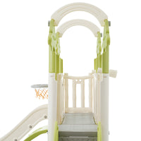 8 1 Toddler Climber And Slide Set,Kids Slide For Toddlers Age 1 , Kids Playground Climber Freestanding Slide Playset With Basketball Hoop, Play Combination For Babies,Indoor& Outdoor Green 150 199 Lbs Cute 1 To 2 Years Hdpe Indoor & Outdoor Use