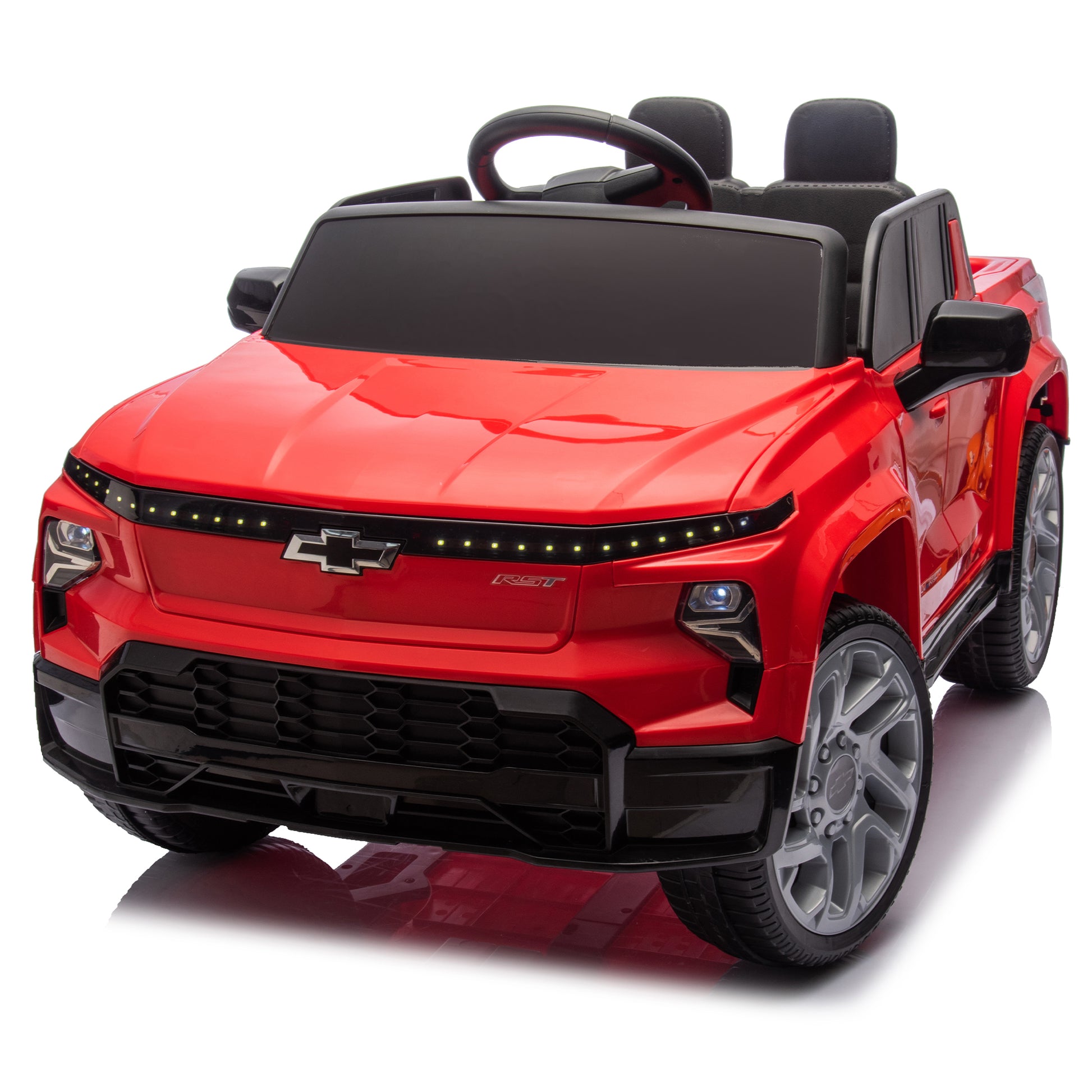 12V Kids Ride On Car W Parents Control,Licensed Chevrolet Silverado,Four Wheel Suspension,Led Lights,Bluetooth,Music,Usb,Mp3,Power Display,Speeds 1.86 3.11Mph For Kids Aged 2 5. Red 50 99 Lbs