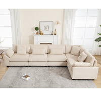 Arrival Oversized Modular Sectional Sofa, Convertible Sectional Sofa, Corduroy For Living Room, Beige Beige Fabric 5 Seat