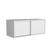 Note 32"W X 13" H Wall Cabinet With Sliding Doorswall Shelf, Storage Cabinet, Bedroom, Office, Living Room, Garage White Office Shelves Included Modern Particle Board