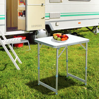 Outsunny 23" Folding Camping Table With Height Adjustability, Lightweight Portable Table With Carry Handle, Outdoor Folding Table Camping Accessories Grey Silver Aluminum