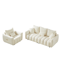 3 Seater 1 Seater Combo Sofa Modern Living Room Sofa, Teddy Sofa, Wooden Frame, 4 Cushions, Apartment Sofa Furniture Beige Wood Primary Living Space Pine Foam Fabric 4 Seat