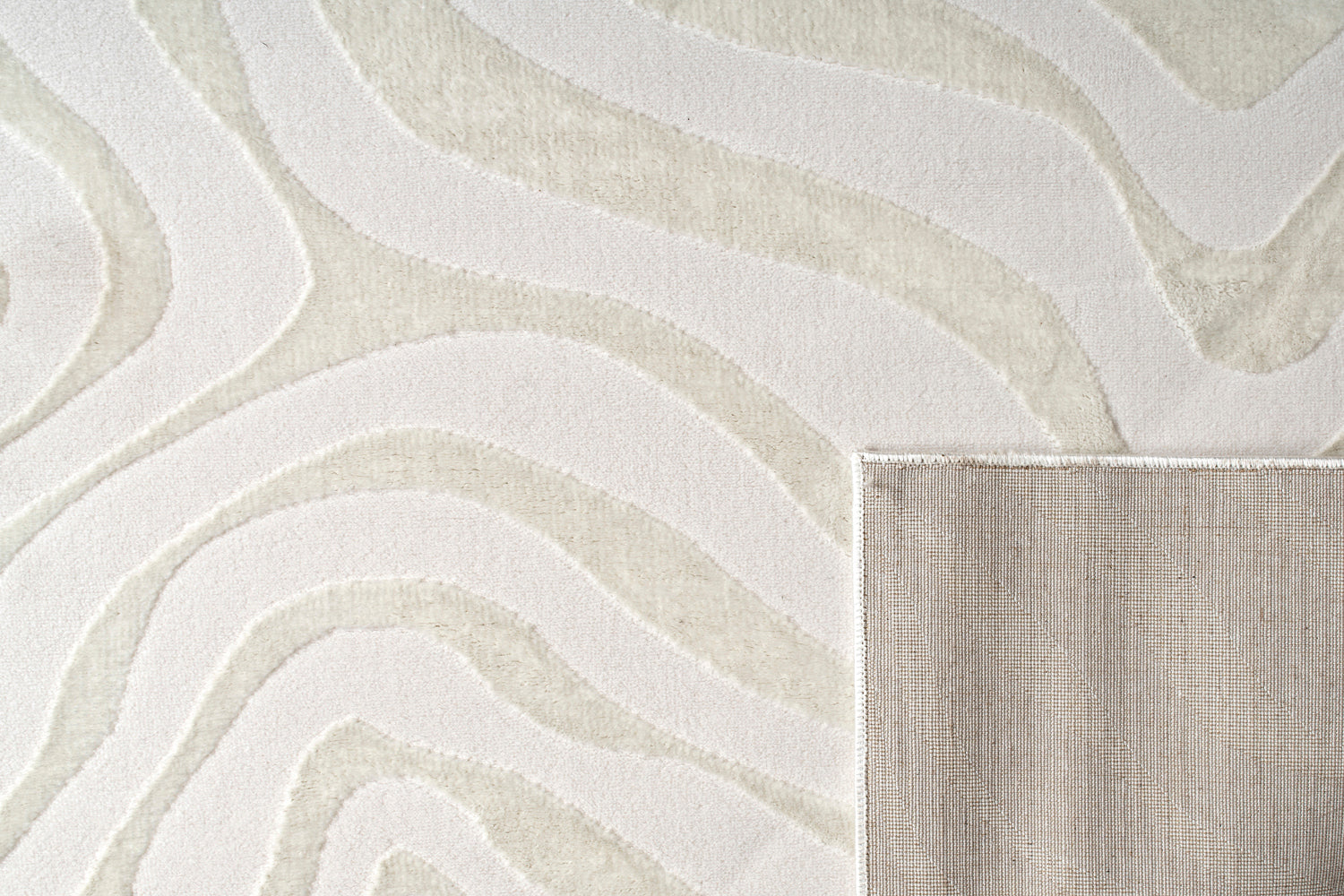 "Ava" Luxury Area Rug In Cream Abstract Design Cream Polyester