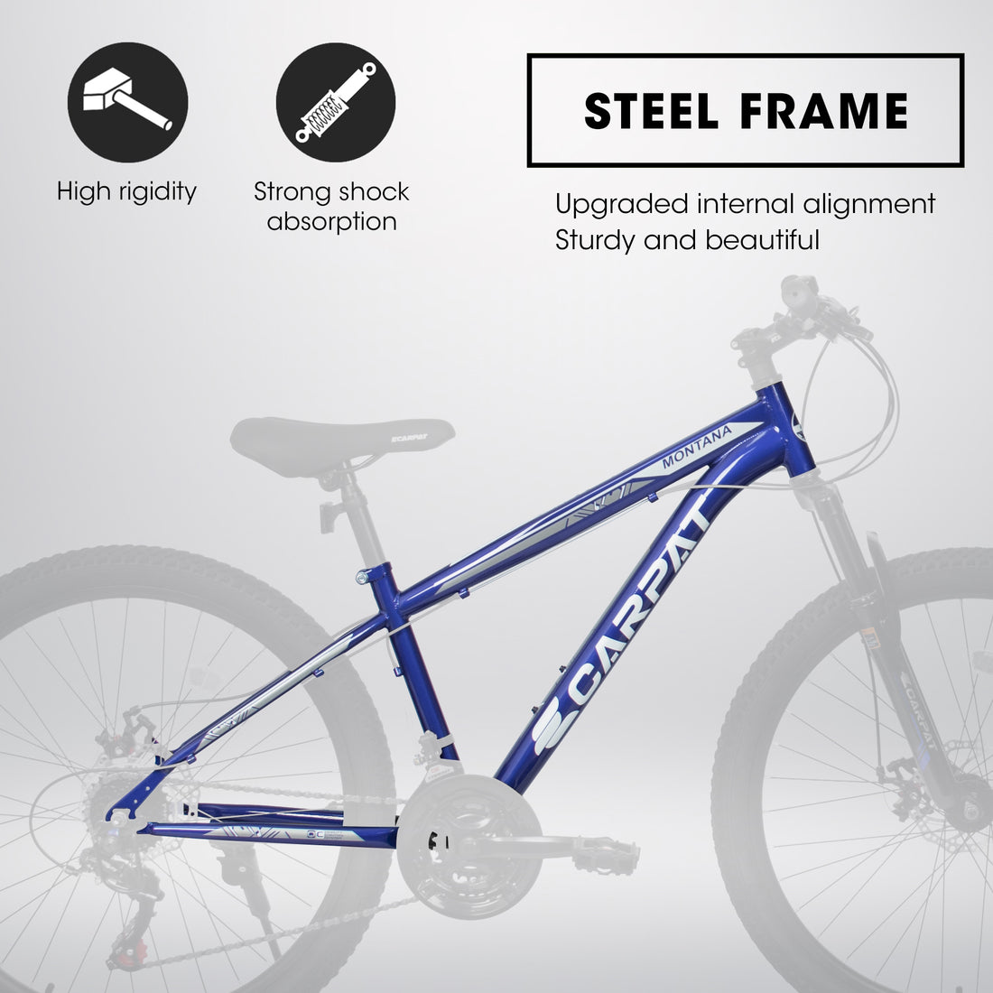 A2610 26 Inch Mountain Bike 21 Speeds, Suspension Fork, Steel Frame Disc Brake For Men Women Mens Bicycle Adlut Bike Cycling Blue Without Anti Slip Garden & Outdoor Classic Multifunctional Steel