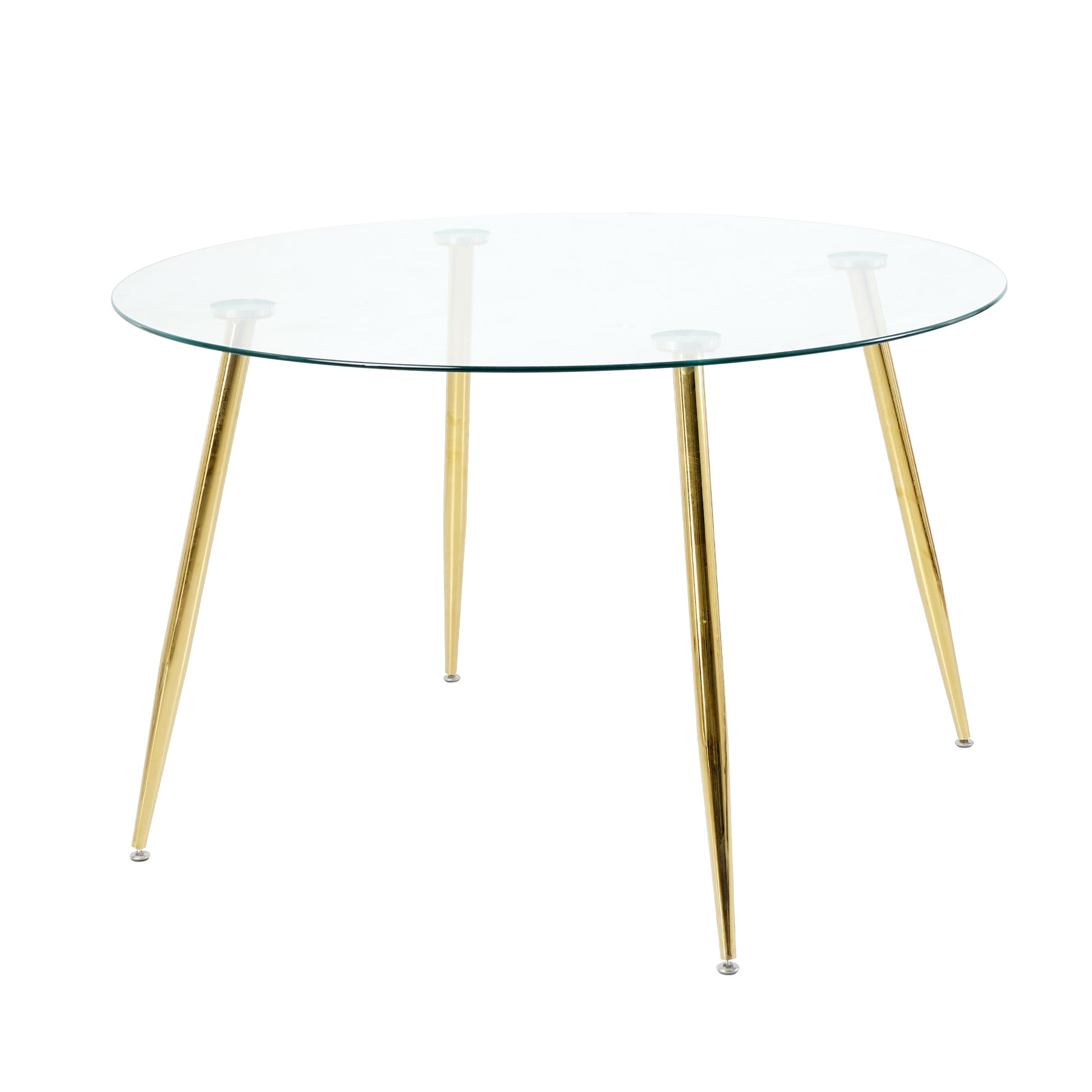 Modern Simple Glass Table, High Quality Tempered Glass Metal Material, Gold Plated Table Legs, Suitable For Restaurant Kitchen Set Of 1 Gold Round Glass