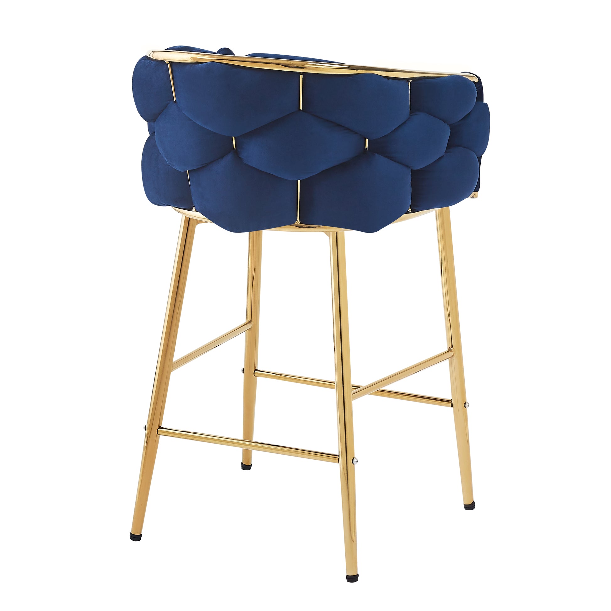 28'' Modern Counter Stools Set Of 2,Dark Blue Counter Stools With Iron Frame,Soft Back And Cushion,Footrest,Suitable For Kitchen Bedroom Dining Room. Iron Dark Blue Kitchen Sponge Modern Set Of 2