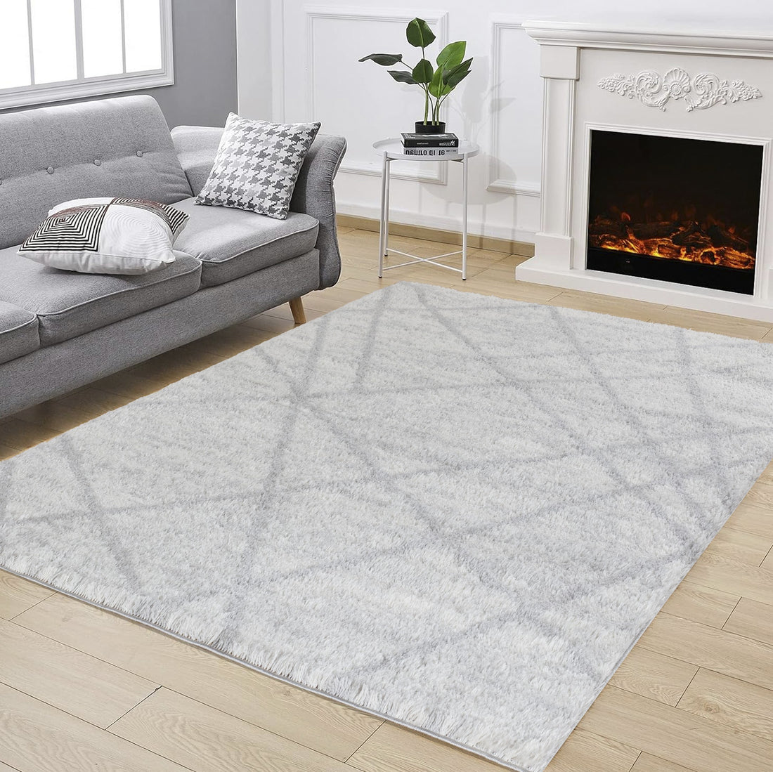 Loft Shag Gc Czy1004 Ivory 5 Ft. 3 In. X 7 Ft. Shaggy Area Rug Grey Polyester