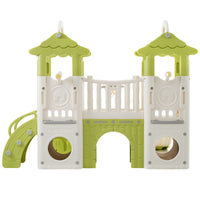8 1 Toddler Climber And Slide Set,Kids Slide For Toddlers Age 1 , Kids Playground Climber Freestanding Slide Playset With Basketball Hoop, Play Combination For Babies,Indoor& Outdoor Green 150 199 Lbs Cute 1 To 2 Years Hdpe Indoor & Outdoor Use