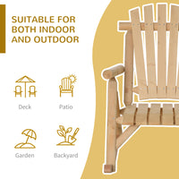 Outsunny Outdoor Wooden Rocking Chair, Single Person Rustic Adirondack Rocker With Slatted Seat, High Backrest, Armrests For Patio, Garden And Porch, Natural Natural Wood Wood