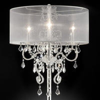 35" Tall Table Lamp "Evangelia", Silver Finish And Crystal Accents, Clear Shade Silver Metal