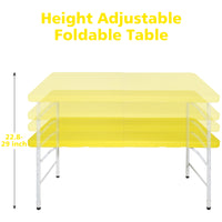 4Ft Yellow Portable Folding Table Indoor&Outdoor Maximum Weight 135Kg Foldable Table For Camping Yellow Garden & Outdoor Iron Plastic