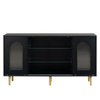 Dresser Drawer Cabinet,Bar Cabinet,Lockers,Sideboard,Buffet Sideboard,Buffet Service Desk,Storagecabinet,Changhong Glass Sliding Door, For Bedroom, Living Room, Kitchen Corridor, Color: Black 5 Or More Spaces Barn Door Black Primary Living Space Glass