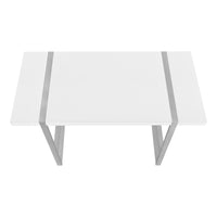 Computer Desk, Home Office, Laptop, 48"L, Work, White Laminate, Grey Metal, Contemporary, Modern White Particle Board