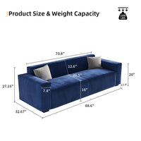 88.6" Modern Sofas Couches For Living Room,3 Seater Loveseat,Cloud Sofas & Couches With Square Armrest,Deep Seat Comfy Couch For Bedroom Navy Blue Chenille