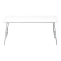 Coffee Table, Accent, Cocktail, Rectangular, Living Room, 40"L, White Laminate, Grey Metal, Contemporary, Modern White Mdf