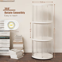 360 Rotating Bookshelf, Small Corner Bookcase With Small Footprint, 3 Tier Floor Standing Bookcasefor Kids&Adults, Narrow Book Shelf Organizer For Bedroom, Living Room, Round, White Cream White Bedroom American Design,Classic Polypropylene Abs,Pet