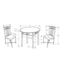 Dining Table Set, 3Pcs Set, Small, 30" Round, Kitchen, Black Metal And Laminate, Leather Look, Contemporary, Modern Black Foam Metal