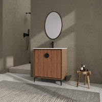 30 "Bathroom Vanity, 2 Doors, Bathroom Cabinet Vanity Freestanding Cabinet Engineered Wood With Sink Brown Bathroom American Design Ceramic Engineered Wood