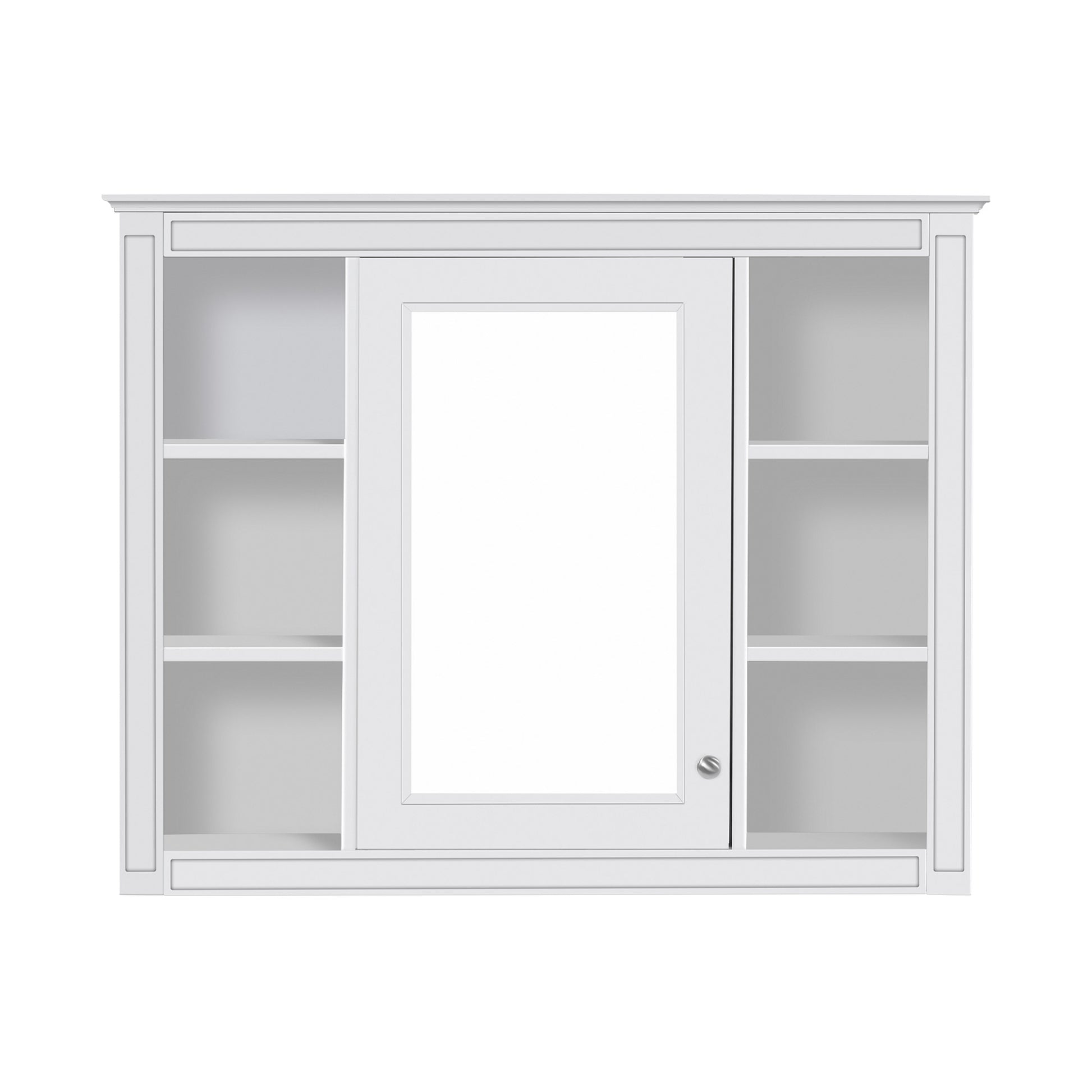 35'' X 27.5'' Medicine Cabinet, Wall Mounted Bathroom Storage Cabinet, Modern Bathroom Wall Cabinet With Mirror, Mirror Cabinet With 6 Open Shelves Not Include Bathroom Vanity White 1 5 Mirror