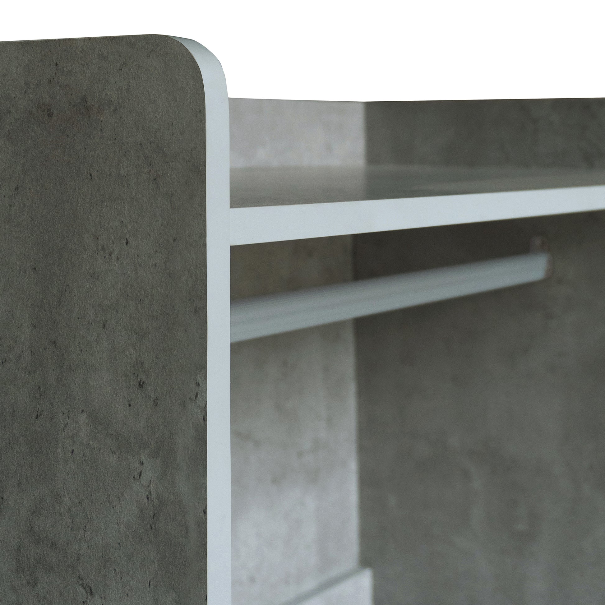Open Wooden Wardrobe Storage For Bedroom, Gray Gray Particle Board