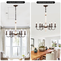 Retro White And Rust Color Chandelier With Light Fixture 6 Light E12 No Include Bulb Pendant Light Fixtures For Dining Room, Lobby, Kitchen, Bedroom, Living Room, Conference Room, Home Office Retro