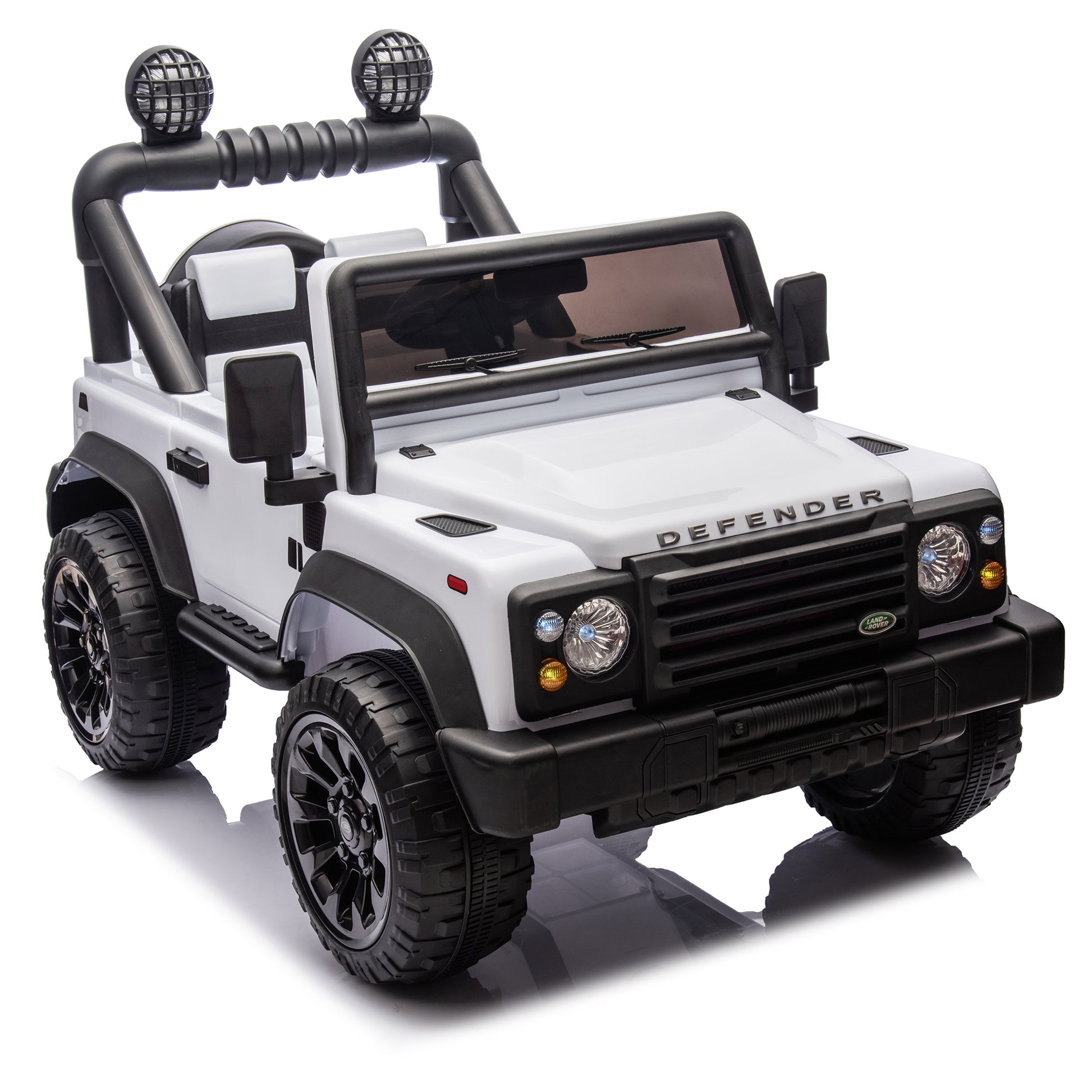 Licensed 2015 Land Rover Defender 90,24V Kids Ride On Xxl Car W Parents Control,2Wd,Four Wheel Suspension,Bluetooth,Mp3,Music,Power Display,Led Lights,Speeds 1.86 3.11Mph For Kids 3 7. White Polypropylene