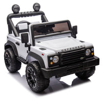 Licensed 2015 Land Rover Defender 90,24V Kids Ride On Xxl Car W Parents Control,2Wd,Four Wheel Suspension,Bluetooth,Mp3,Music,Power Display,Led Lights,Speeds 1.86 3.11Mph For Kids 3 7. White Polypropylene