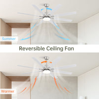 66 Inch Low Profile Ceiling Fan With Dimmable Lights And Smart Remote Control 6 Speed Reversible Noiseless Dc Motor For Indoor Brushed Nickel Abs