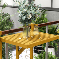 Outsunny Balcony Railing Table, Outdoor Folding Hanging Table Desk, Space Saving 4 Height Adjustable Wood Balcony Bar Table For Serving Food, Flower Stand, Studying, Natural Natural Wood Wood