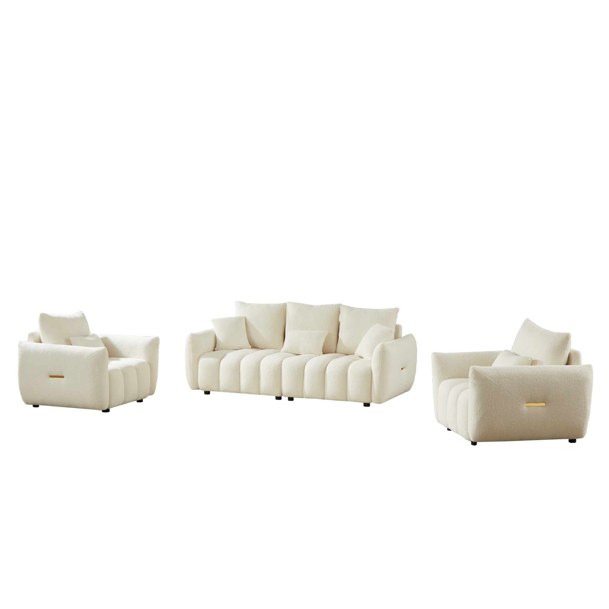 3 Seater 1 Seater 1 Seater, Combo Sofa Modern Living Room Sofa, Teddy Sofa, Wooden Frame, 5 Cushions, Apartment Sofa Furniture Beige Wood Primary Living Space Pine Foam Fabric 5 Seat