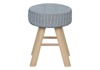 Ottoman, Pouf, Footrest, Foot Stool, 12" Round, Grey Velvet, Natural Wood Legs, Contemporary, Modern Grey Foam Polyester